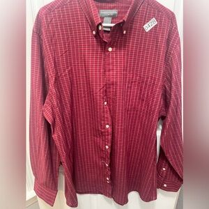 COPY - Saddlebred long sleeve button-down men’s shirt, large size red plaid